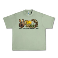 Oil Green Peace Love Green Chameleon Lizard Urban Heavy Tee - LillyAllenDesigns