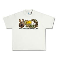Pistachio Peace Love Green Chameleon Lizard Urban Heavy Tee - LillyAllenDesigns