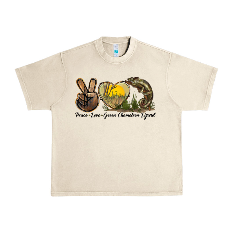 Peace Love Green Chameleon Lizard Urban Heavy Tee by LillyAllenDesigns | Teevron
