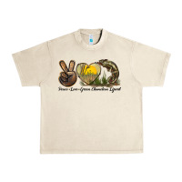 Sandshell Peace Love Green Chameleon Lizard Urban Heavy Tee - LillyAllenDesigns