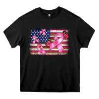 Black breast cancer american flag background Heavy Core Tee - BarkalooDesign