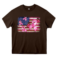 Chocolate Brown breast cancer american flag background Heavy Core Tee - BarkalooDesign