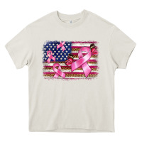 Cream breast cancer american flag background Heavy Core Tee - BarkalooDesign