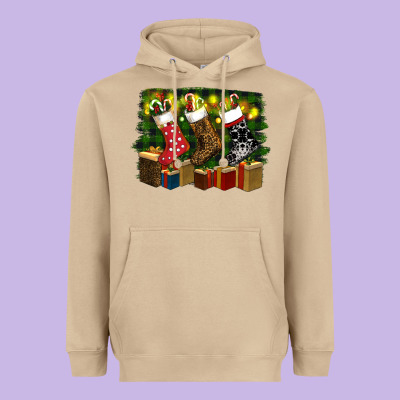 Christmas Santa Socks Heavyweight Hoodie Designed By Ranaportraitstore