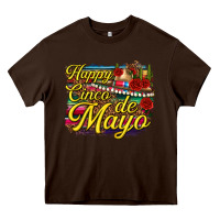 Chocolate Brown Happy Cinco de Mayo Heavy Core Tee - texasbilliewilder