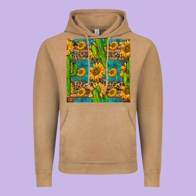 Sunflower And Cactus Seamless Pattern Vintage Hoodie Designed By Bundleandbundleshop