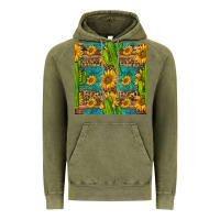 Vintage Olive sunflower and cactus seamless pattern Vintage Hoodie - BundleAndBundleShop
