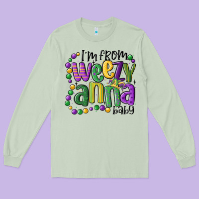 I'm From Weezy Anna Baby Mardi Gras Long Sleeve Tee Designed By Maliassmallbusiness