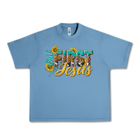 Pebble Blue but first jesus Urban Heavy Tee - NancyCooperArtShop