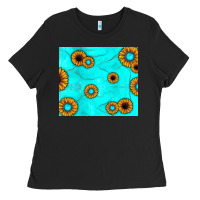 Black turquoise gemstone sunflower Ladies Tee - JahusDesignShop