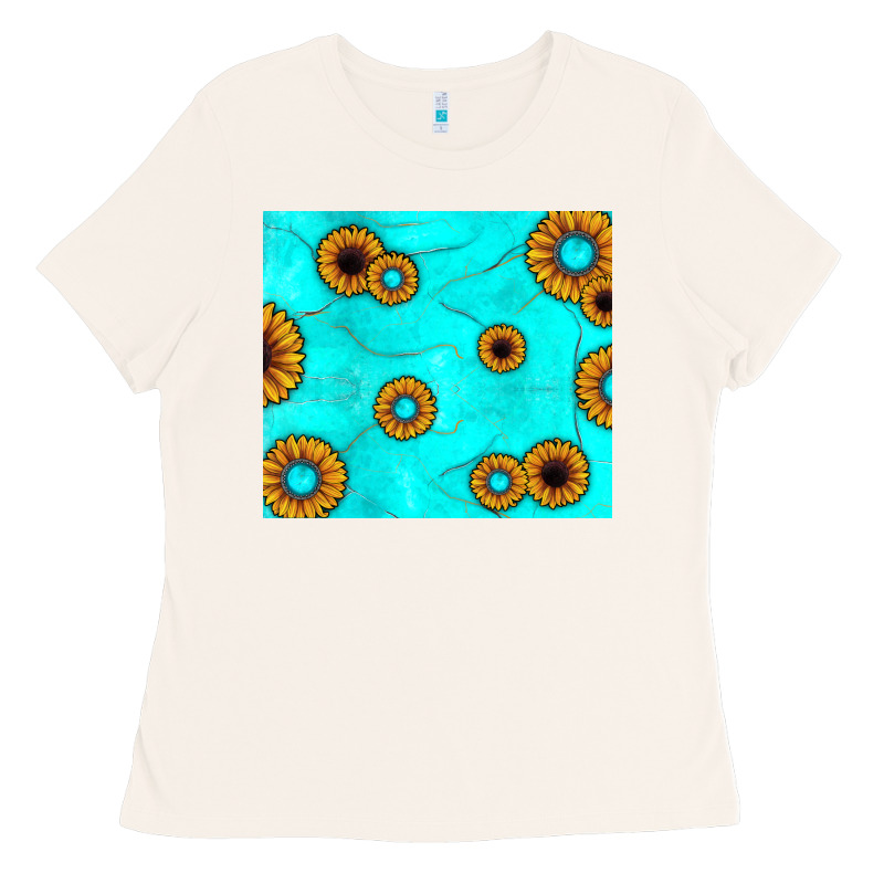 Turquoise Gemstone Sunflower Ladies Tee by JahusDesignShop | Teevron