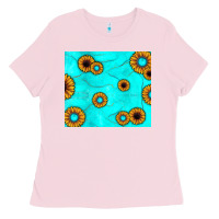 Bubblegum Pink turquoise gemstone sunflower Ladies Tee - JahusDesignShop