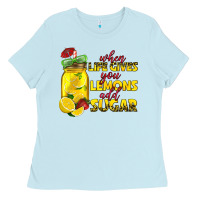 Baby Blue when life gives you lemons add sugar Ladies Tee - texasbilliewilder