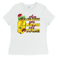White when life gives you lemons add sugar Ladies Tee - texasbilliewilder