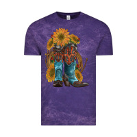 Cloud Purple western boots with sunflowers Vintage Tee - Artiststas