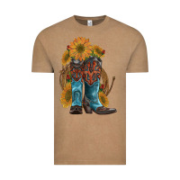Vintage Coffee western boots with sunflowers Vintage Tee - Artiststas