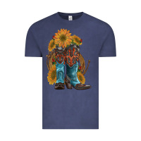 Vintage Denim western boots with sunflowers Vintage Tee - Artiststas