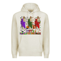Oatmeal Heather san judas happy  hallothanksmas Premium Hoodie - JahusDesignShop
