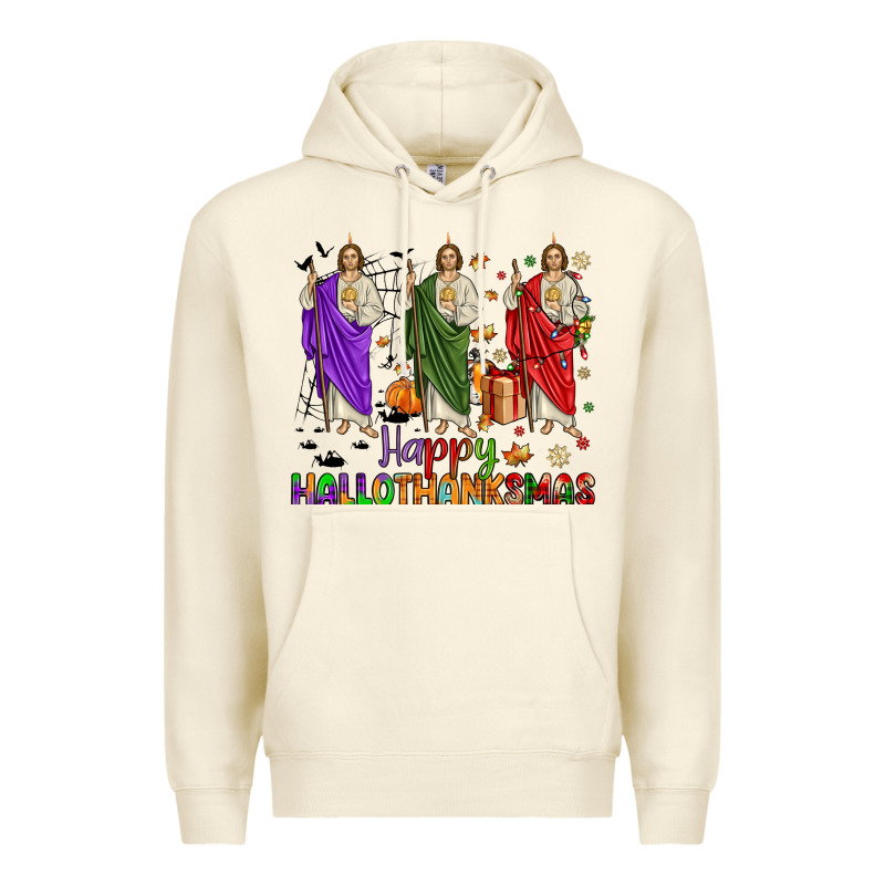 San Judas Happy  Hallothanksmas Premium Hoodie by JahusDesignShop | Teevron