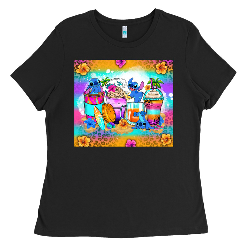 Stitch Summer Coffee Cups Ladies Tee by Zillion Design Studio | Teevron