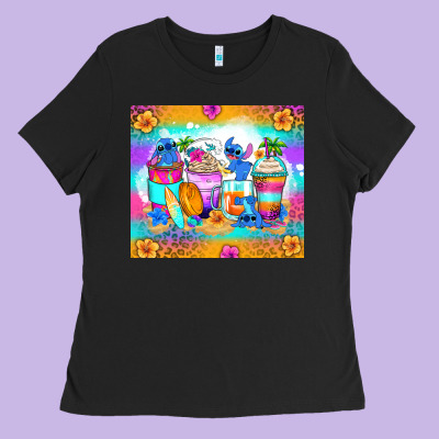 Stitch Summer Coffee Cups Ladies Tee Designed By Zillion Design Studio