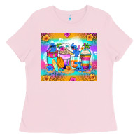 Bubblegum Pink stitch summer coffee cups Ladies Tee - Zillion Design Studio