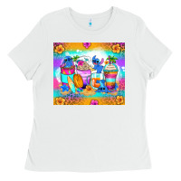 White stitch summer coffee cups Ladies Tee - Zillion Design Studio