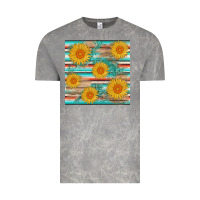 Cloud Rock sunflower wood serape  leather seamless Vintage Tee - AdoDesignShop