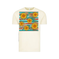 Vintage Arctic sunflower wood serape  leather seamless Vintage Tee - AdoDesignShop