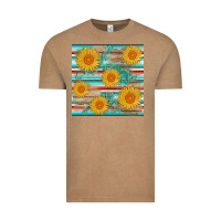 Vintage Coffee sunflower wood serape  leather seamless Vintage Tee - AdoDesignShop