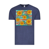 Vintage Denim sunflower wood serape  leather seamless Vintage Tee - AdoDesignShop