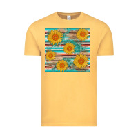 Vintage Mustard sunflower wood serape  leather seamless Vintage Tee - AdoDesignShop