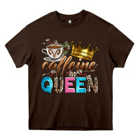 Chocolate Brown caffeine queen Heavy Core Tee - Zillion Design Studio