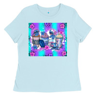 Baby Blue stitch coffee cups Ladies Tee - Zillion Design Studio
