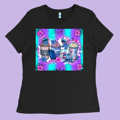 Stitch Coffee Cups Ladies Tee Designed By Zillion Design Studio