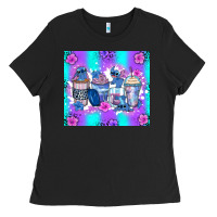 Black stitch coffee cups Ladies Tee - Zillion Design Studio