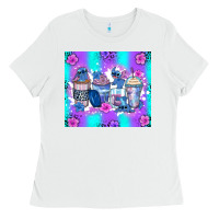 White stitch coffee cups Ladies Tee - Zillion Design Studio