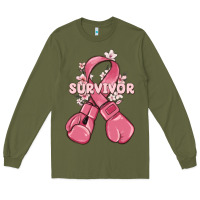 Army Green survivor breast cancer with boxing gloves Long Sleeve Tee - MaliasSmallBusiness