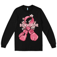 Black survivor breast cancer with boxing gloves Long Sleeve Tee - MaliasSmallBusiness
