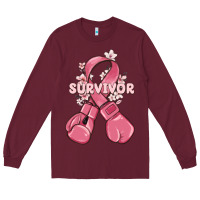 Survivor Breast Cancer With Boxing Gloves Long Sleeve Tee | Teevron