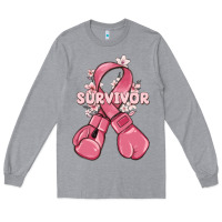 Heather Grey survivor breast cancer with boxing gloves Long Sleeve Tee - MaliasSmallBusiness
