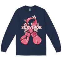 Navy survivor breast cancer with boxing gloves Long Sleeve Tee - MaliasSmallBusiness