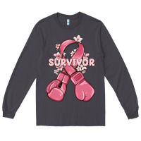 Smoke survivor breast cancer with boxing gloves Long Sleeve Tee - MaliasSmallBusiness