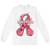 White survivor breast cancer with boxing gloves Long Sleeve Tee - MaliasSmallBusiness