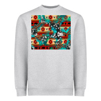 Heather Grey aztec leopard cowhide turquoise Heavyweight Sweatshirt - BarkalooDesign