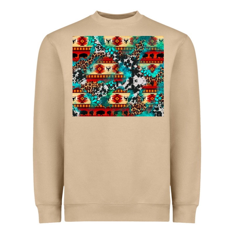 Aztec Leopard Cowhide Turquoise Heavyweight Sweatshirt by BarkalooDesign | Teevron
