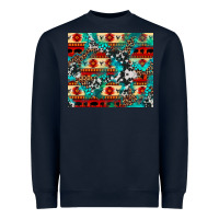 Navy aztec leopard cowhide turquoise Heavyweight Sweatshirt - BarkalooDesign