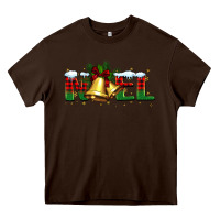 Chocolate Brown noel Christmas bells Heavy Core Tee - BarkalooDesign