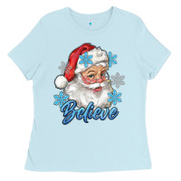Baby Blue santa blue believe Ladies Tee - RanaPortraitStore