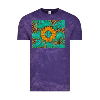 Cloud Purple Sunflower Gemstone Leopard Vintage Tee - Artiststas